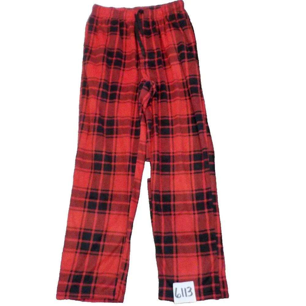 Stafford Plaid Red/Black Stretchy Elastic Drawstring Sleep Pants Size Medium x31